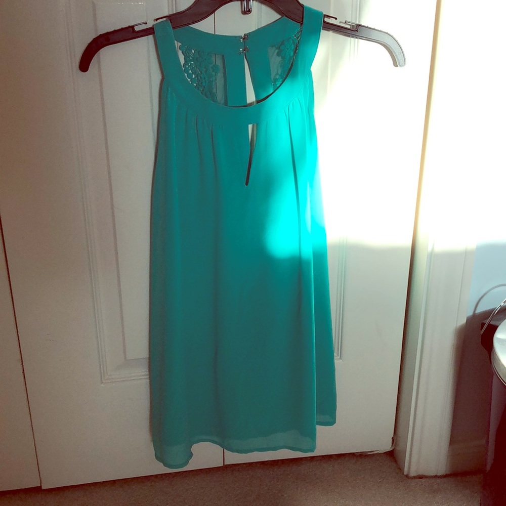 Summer aqua lace blouse